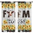 thumbnail image 3 of Rustic Farmhouse Curtains for Bedroom,Retro Rural Western Farm Cow Sunflower Window Curtains,Vintage Cowhide Wooden Board Country Living Room Kitchen Window Treatment Drapes 2 Panels,84X63 Inch, 3 of 5