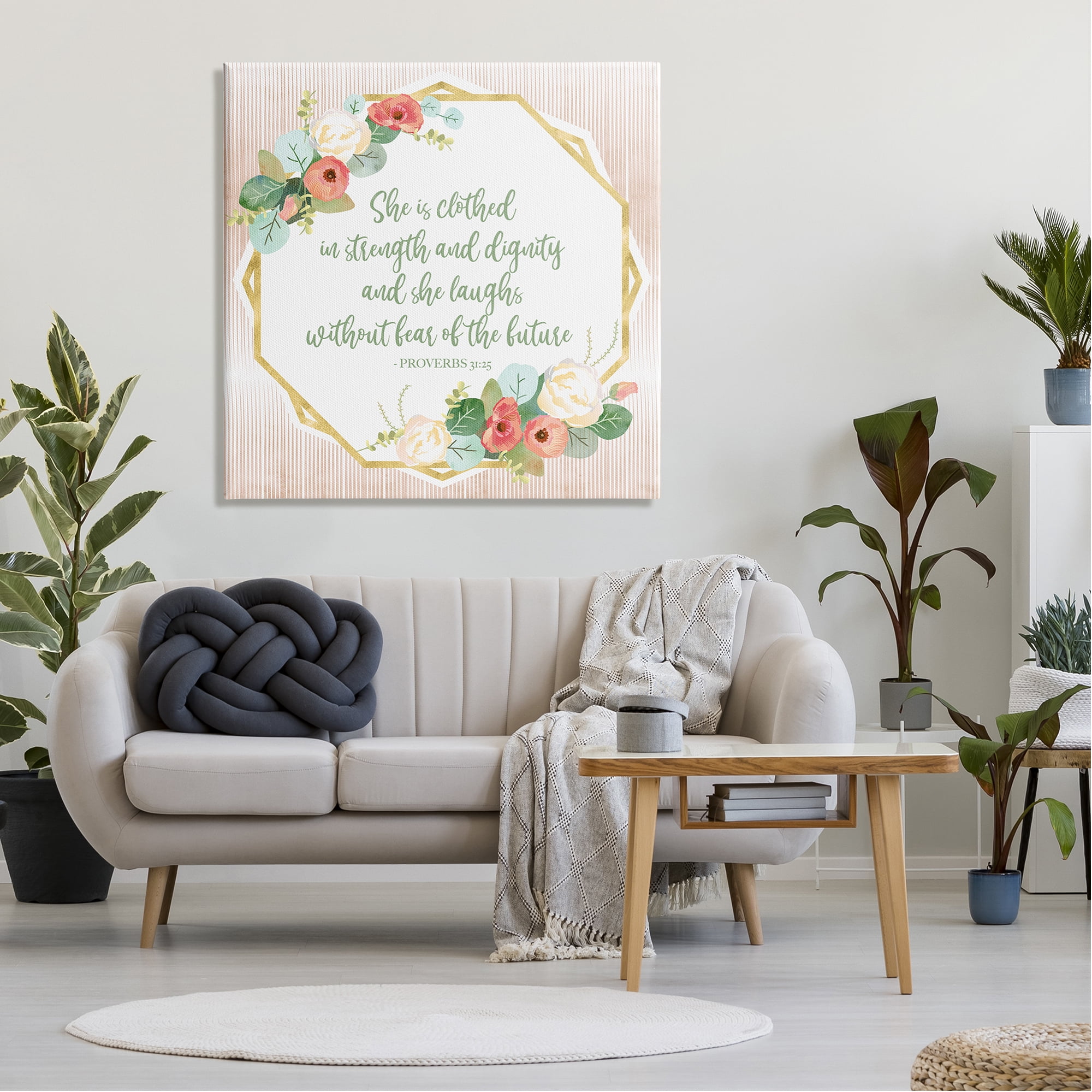 Stupell Industries Floral Bible Verse Phrase Religious Painting Gallery Wrapped Canvas Print Wall Art, 36 x 36