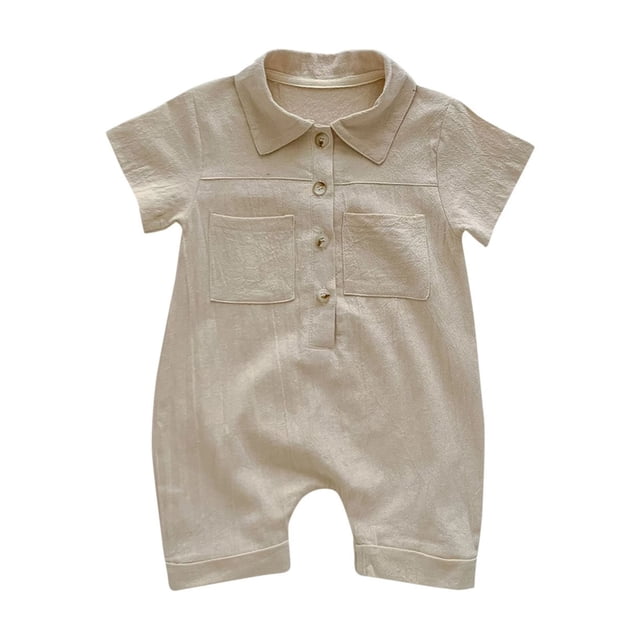 Combinaison d'Hiver pour Bébé Fille Combinaison d'Été pour Enfants Garçons et Filles Bébé Bouton Manches Courtes Col Rond Mignon Shorts Unis Combinaisons Décontractées d'Hiver Kaki 80
