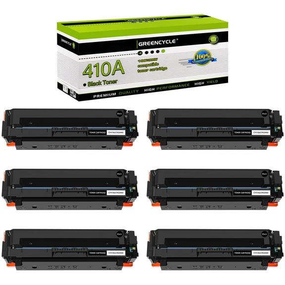 greencycle 6 Pack Compatible Toner Cartridge Replacement for HP 410A CF410A Black Toner use in Color LaserJet Pro M477fdn M477fdw M477fnw M452dn M452dw M452nw Printer