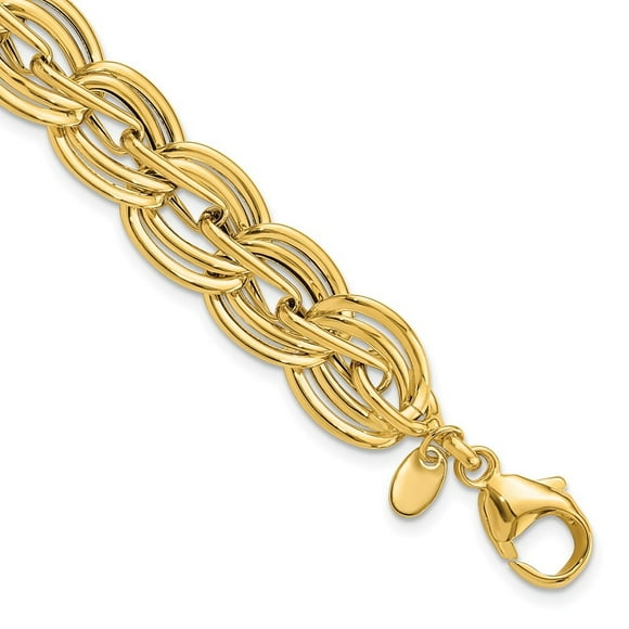 Diamond2Deal 14K Yellow Gold Fancy Link Bracelet 7.5inch for Women