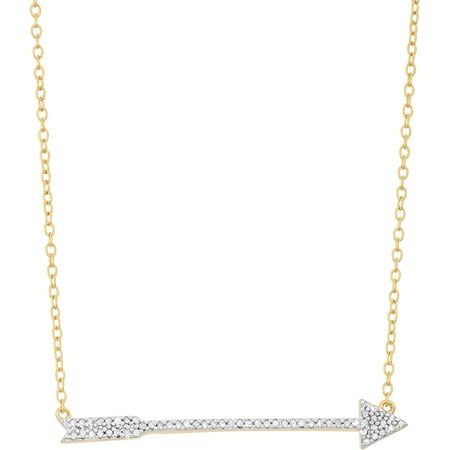 0.15 Carat T.W. Diamond Yellow Gold over Sterling Silver Arrow Necklace, 17