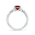 thumbnail image 2 of ANGARA Lab Grown 1.2 Ct Nature-Inspired Ruby Engagement Ring with Leaf Motifs for Women in 14K White Gold (Size-6.5mm) | July Birthstone, Anniversary, Jewelry Gift for Women | Lab-Grown Ruby Ring, 2 of 7