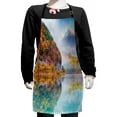 thumbnail image 1 of Mountain Kids Apron, Autumn Time Photo of Mountain Hill and Surroundings Forest Region Foggy Climate, Boys Girls Apron Bib with Adjustable Ties for Cooking Baking Painting, Multicolor, by Ambesonne, 1 of 2