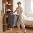 thumbnail image 3 of Foldable Storage Bag With Reinforced Handles, Large Capacity Zippered Home Dorm Organizer for Bedding & Clothes, Dark Gray, 20"x20"x24", 3 of 6