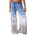 thumbnail image 2 of Tie-dye Wide Leg Pants for Women Drawstring High Waist Palazzo Pants Yoga Pants Long Trousers Blue,2XL, 2 of 4