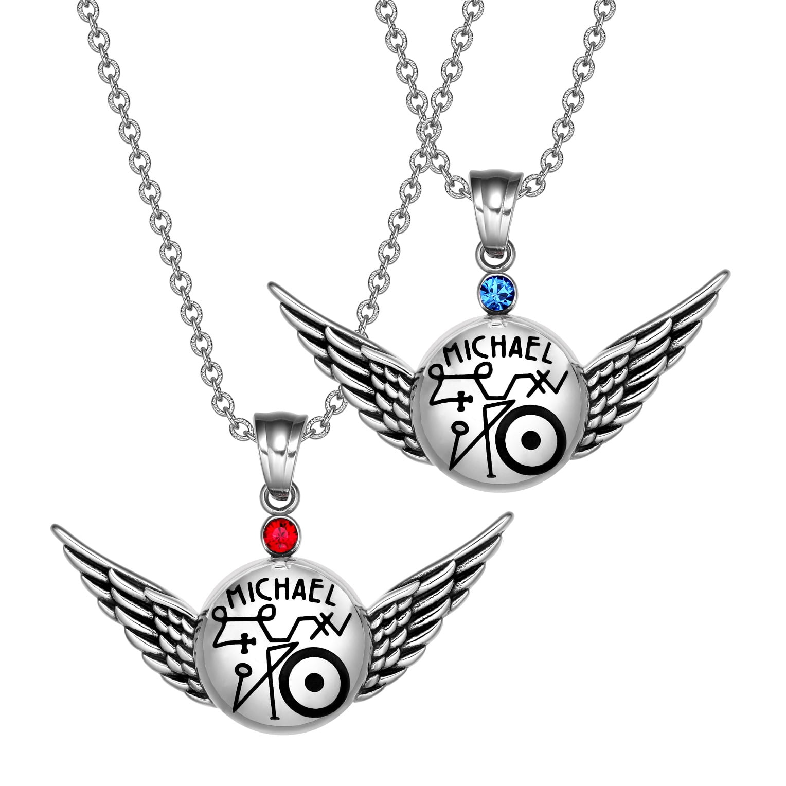 Archangel Michael Magic Planetary Amulets Set Angel Wings Crystals Pendant Necklaces Archangel Michael Magic Planetary Amulets Set Angel Wings Crystals Pendant Necklaces
