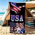 thumbnail image 4 of Boovnll American Flag Beach Towel Red White Blue Stars Stripe Microfiber Beach Towels, Absorbent Quick Dry Sand Free Beach Towel for Beach Yoga Pool Beach Towels Oversized, 31x63", 4 of 6