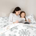 thumbnail image 5 of Manfei Grey Winter Snowflake 3-Piece Full Size Comforter Sets for Boys Girls,Merry Christmas Bedding Comforter Set,Happy New Year Lightweight Bedding Sets,Lightweight Room Decor,Reversible, 5 of 8