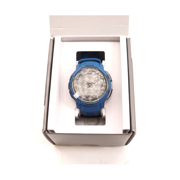 Pre-Owned Garmin Instinct Crossover Solar, Rugged Hybrid Smartwatch with Solar, Analog Hands and Digital Display, Tidal Blue