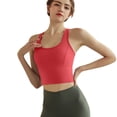 thumbnail image 2 of Women's Slim Strap Sports Underwear Yoga Bra Vest, Seamless Wireless Padded Fitness Bralette, High Elasticity Breathable Workout Tank Top, Thin Strap Supportive Gym Cami, Activewear Base Layer, 2 of 4