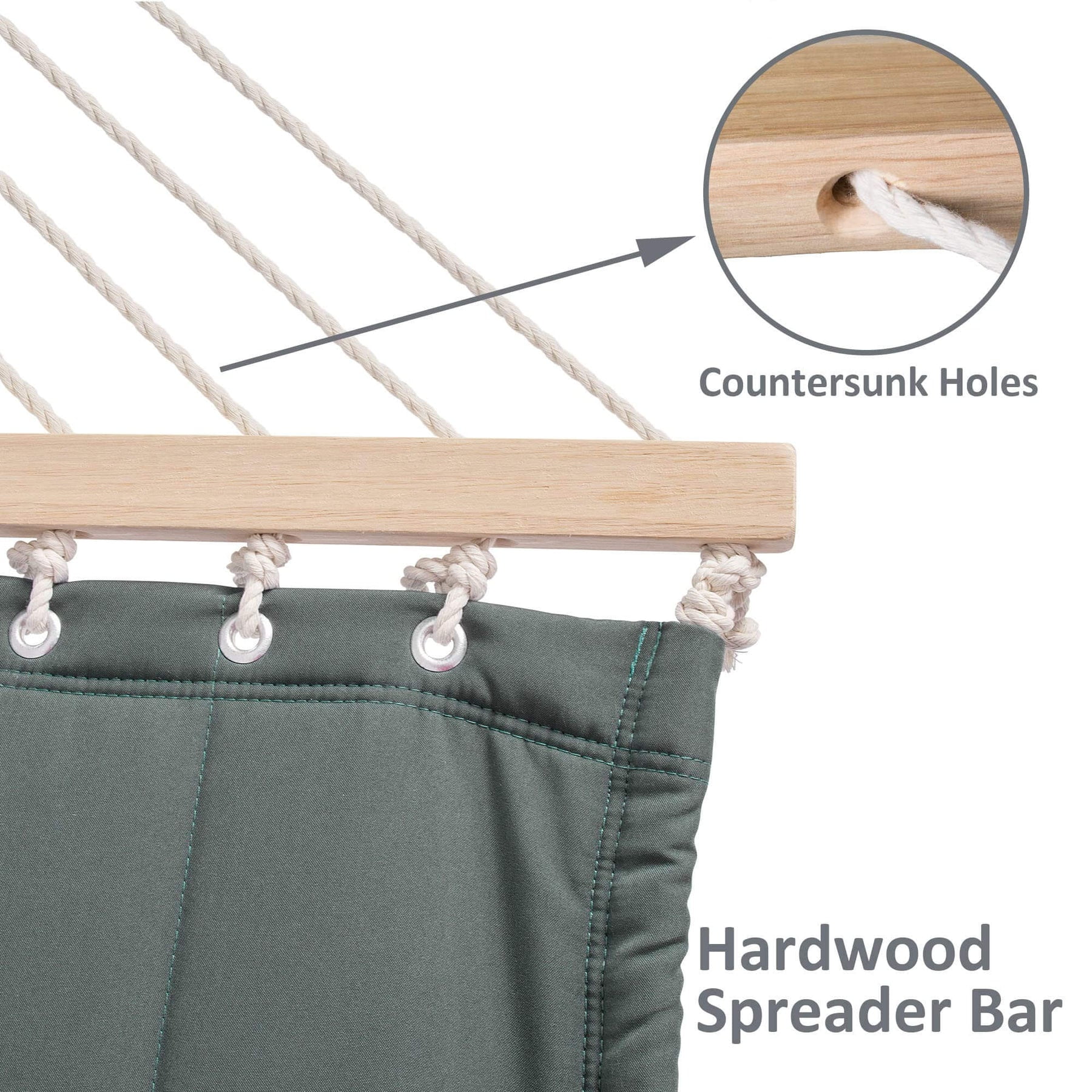 SUNCREAT Freestanding 2 Person Rope Hammock with Stand, Stand Alone Hammocks for Outside, 475 lbs Capacity, Gray Green