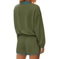thumbnail image 3 of Long Sleeve Women 2 Pieces Sweatsuit Half Button Sweatshirt and Shorts Sets Outfit, 3 of 6