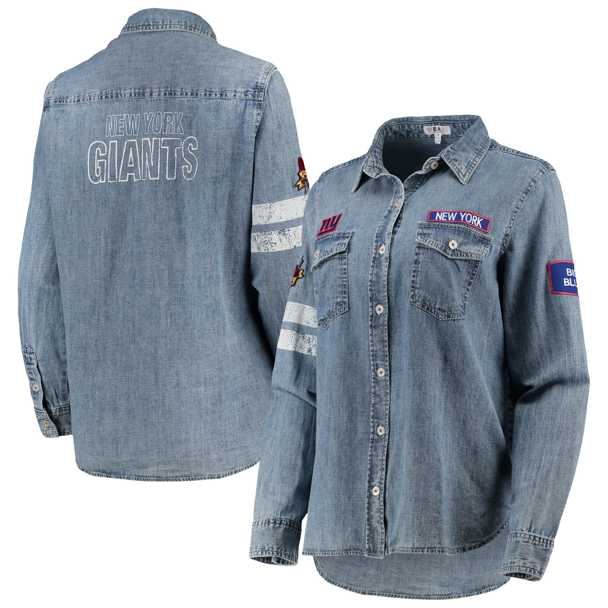 New York Giants WEAR By Erin Andrews Women's Long Sleeve ButtonUp