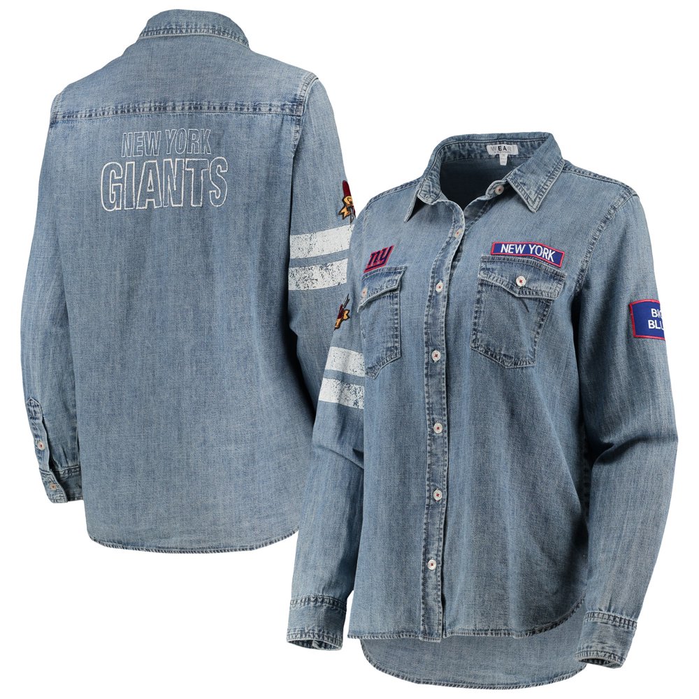 New York Giants WEAR By Erin Andrews Women's Long Sleeve ButtonUp