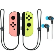 Nintendo Switch Joy-Con Controllers (Pastel Pink / Pastel Yellow) + Gaming Wireless Bluetooth Earbud