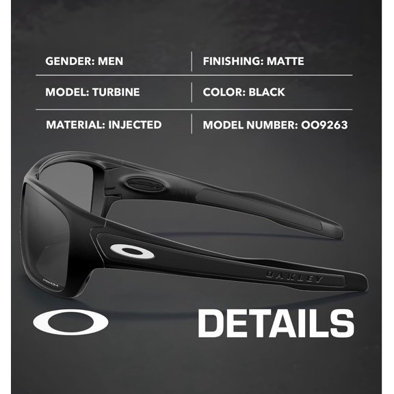 Oakley Turbine Sunglasses - Black Matte Frame, Black Lenses (Model 009263)