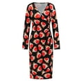 thumbnail image 6 of Franhais Women's Christmas Midi Dress Long Sleeve Deep V Neck Cartoon Pattern Print Party Dress, 6 of 9
