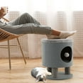 thumbnail image 2 of Costway 3-IN-1 Cat Condo Stool Kitty Bed with Scratching Posts & Plush Ball Toy Grey, 2 of 10