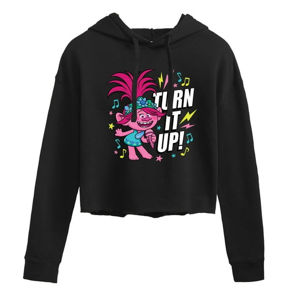 Trolls - Turn It Up Poppy - Juniors Cropped Pullover Hoodie
