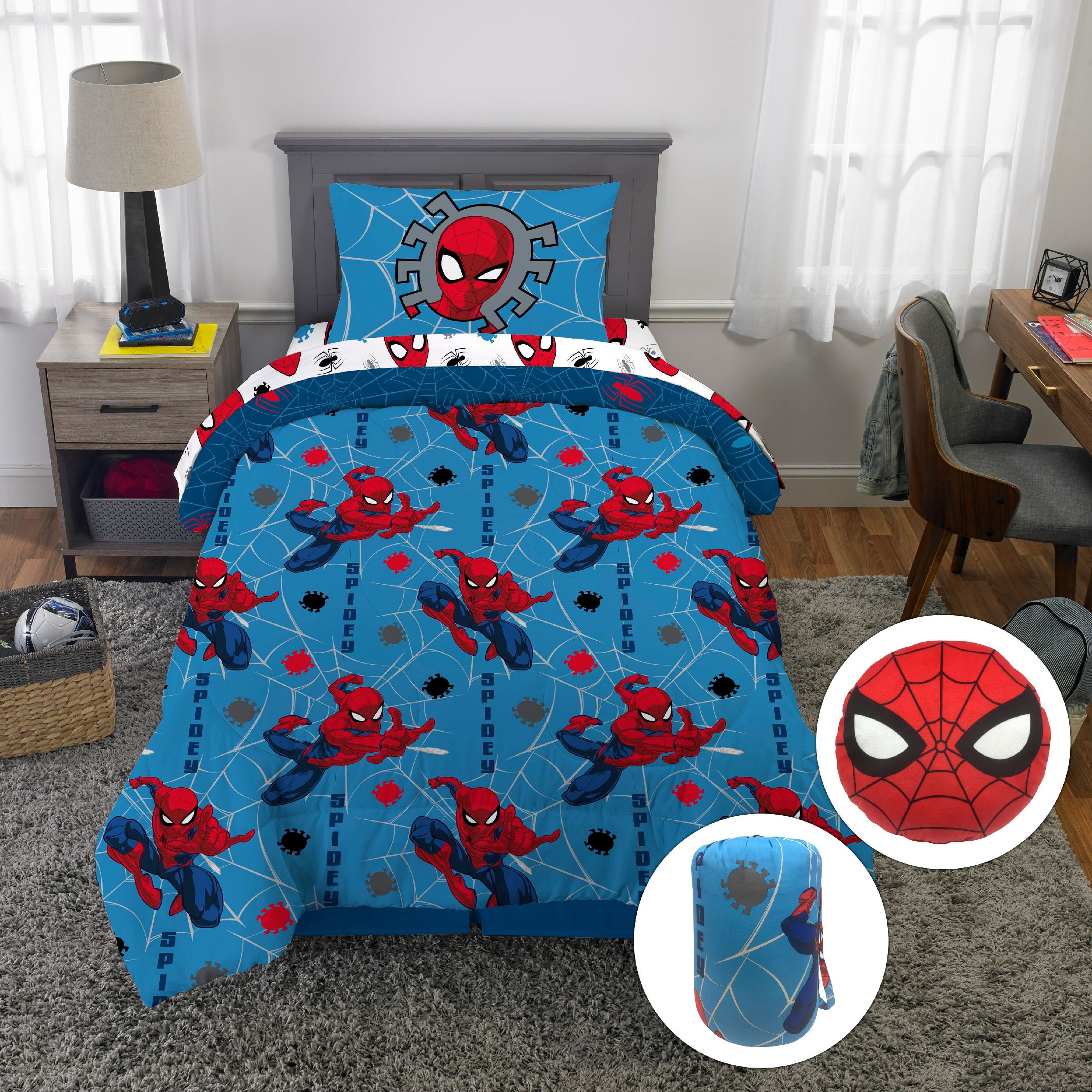 Spiderman Spidey Faces 6 Piece Twin, Twin Bed Set Boy Spiderman