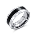 thumbnail image 5 of Bling Jewelry Mens Simple Two Tone Black Center Titanium Band Ring Silver Tone Beveled Edge 8MM, 5 of 5
