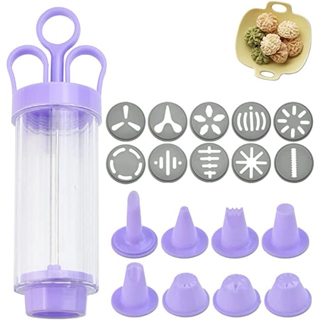 8 boquillas de repostería + 10 plantillas, pistola de jeringa para repostería, máquina para hacer galletas, pistola de jeringa, boquilla para repostería, decoración de magdalenas y galletas Rojo Verde