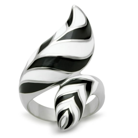 Luxe Jewelry Designs Women's High Polished Leaf Design Stainless Steel Ring - Size 6 (Pack of 2)