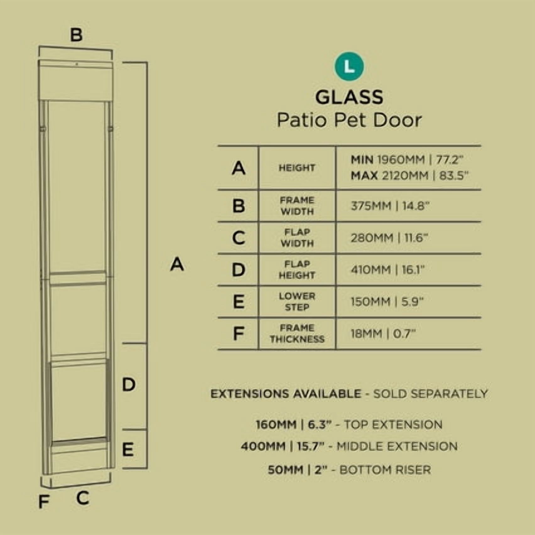 Hakuna Pets Large Black Glass Sliding Door Patio Pet Door, With Lockable Flap, Suitable for Most Sliding Doors