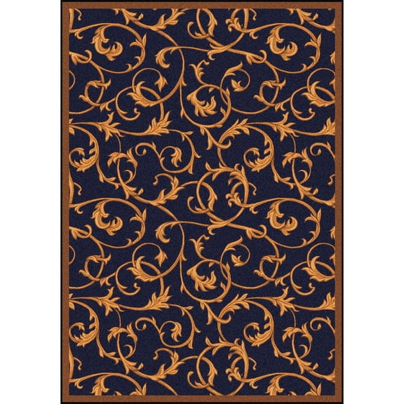Joy Carpets Any Day Matinee Acanthus 3'10" x 5'4" Area Rug in Color Navy