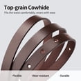 thumbnail image 3 of Catelles Women's 0.55" Slim Top-Grain Cowhide&nbsp;Brown Leather Belt, Gold Alloy Pin Buckle Thin Dress Belt with Premium Gift Box, 3 of 11