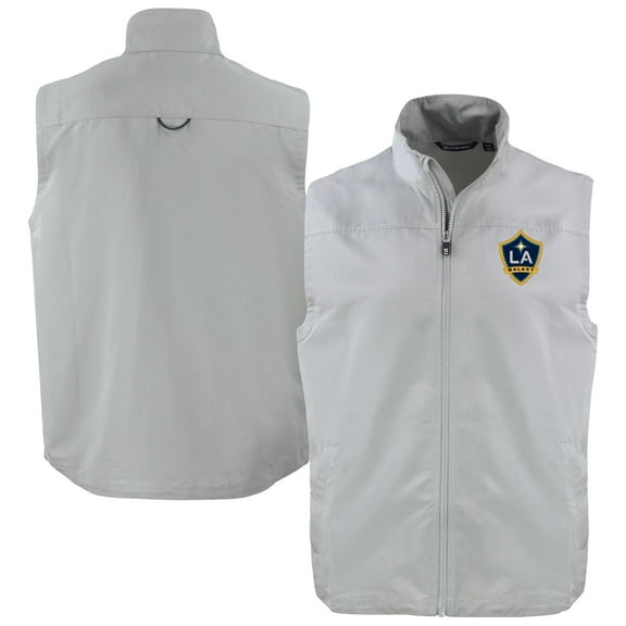Men's Cutter & Buck Gray LA Galaxy Big & Tall Charter Eco Recycled Full-Zip Vest