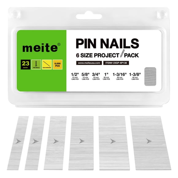 Clavos sin cabeza meite calibre 23 galvanizados, 6 tamaños, 6000 piezas