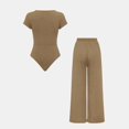 thumbnail image 6 of Women's Ribbed Two Piece Set, Square Neck Crop Top and High Waist Wide Leg Pants Set, Casual Summer Outfit with Side Pockets, Fashion Two Piece Outfit for Going Out Outfits Khaki, 6 of 8