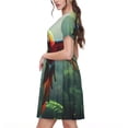 thumbnail image 2 of Balery Flying Parrots In Jungle Vestidos sueltos de manga corta para mujer, vestidos de verano 2025, vestidos casuales de corte A con vuelo., 2 of 6