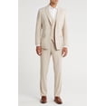 thumbnail image 3 of Traje HUUTOE beige ajustado para hombre con chaleco y pantalones de vestir, 3 of 8