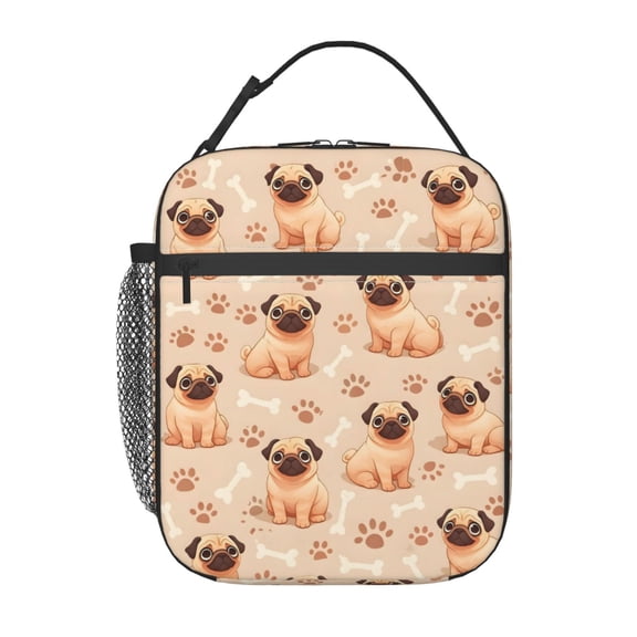 Pug Dog Decor Lunch boxs Portable Thermal Lunch Bags