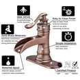 thumbnail image 3 of BWE Waterfall Copper Bathroom Sink Faucet Single Handle One Hole Deck Mount Lavatory Commercial, 3 of 8