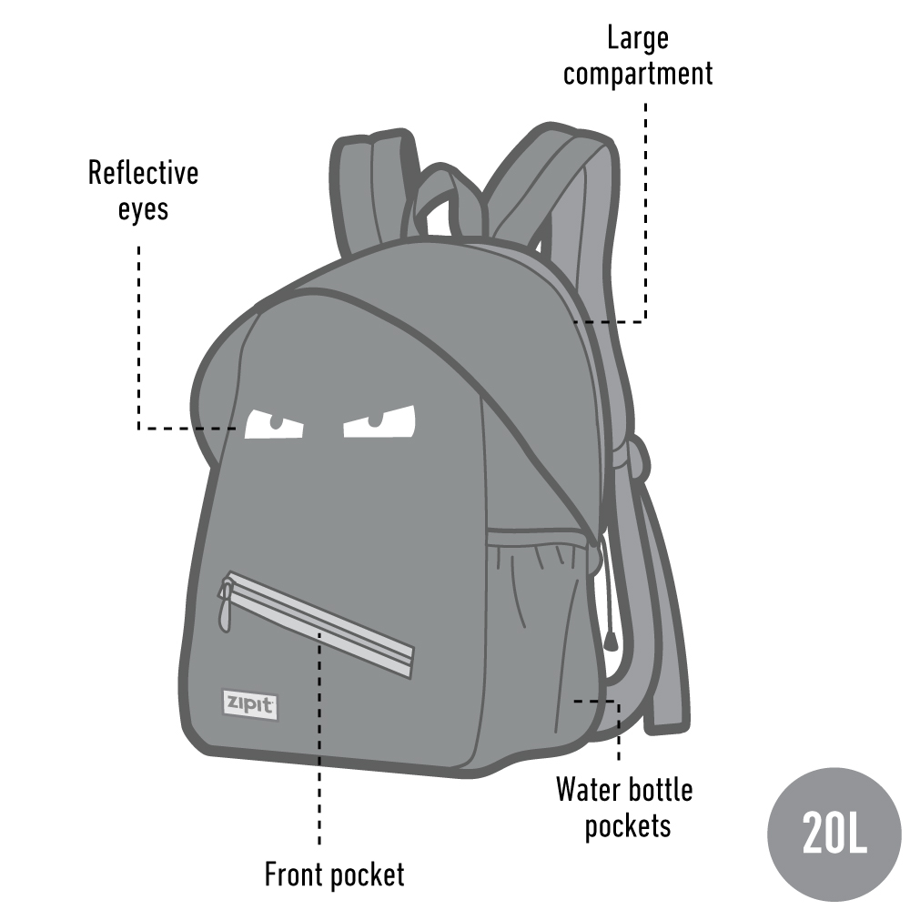 ZIPIT Grillz Backpack for Boys Elementary School & Preschool, Cute Book Bag for Kids (Black) - image 8 of 10