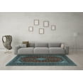thumbnail image 3 of Ahgly Company Indoor Rectangle Medallion Light Blue Traditional Area Rugs, 2' x 4', 3 of 4