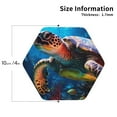 thumbnail image 2 of Zufioo Ice Blue Ocean Sea Turtle Print Leather Coaster Set, Decorative PVC Coasters 4-pack - Scald and Stain-resistant, Suitable for Home, Cafes, Restaurants-Hexagon, 2 of 6
