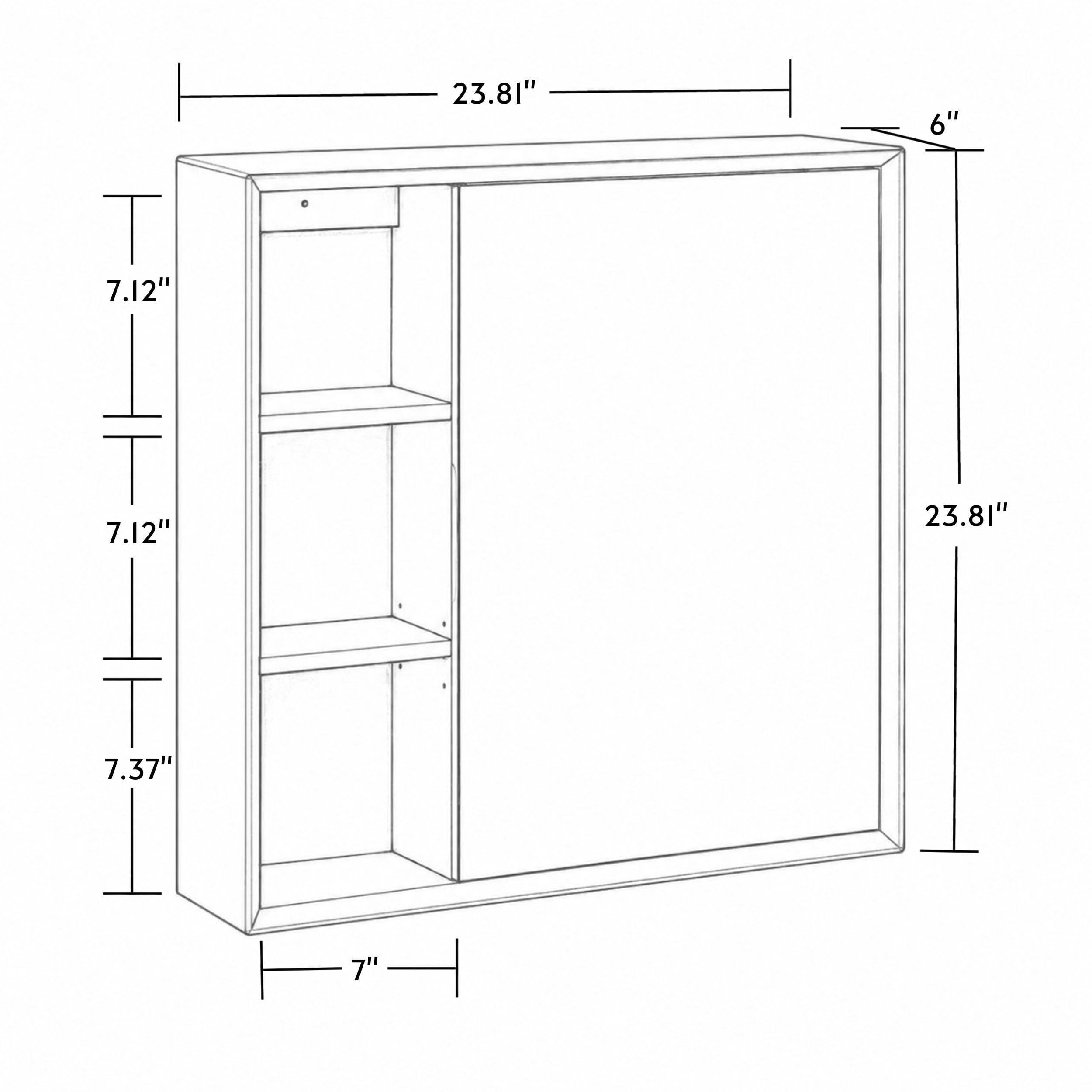 RiverRidge Wall Medicine Cabinet with Side Shelves, Soft-Close Hinges, and Mirror - White