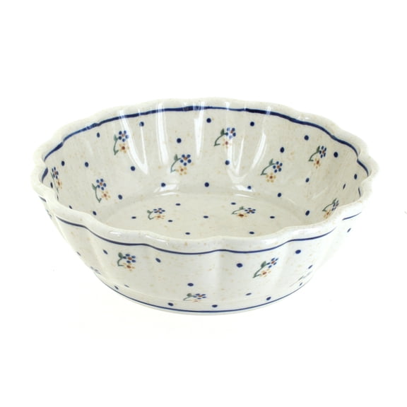 Blue Rose Polish Pottery Country Meadow Medium Scallop Bowl