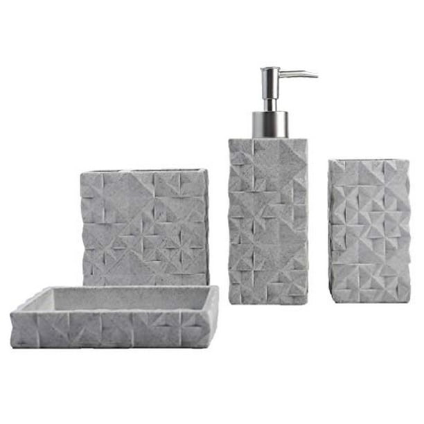 Hymmah Bathroom Accessories Set Toothbrush Holder Farmhouse Bathroom Decor 4 Pcs Resin Gift Set Apartment Necessities Contain Toothbrush Cup Soap Dispenser Soap Dish Tumbler Walmart Com Walmart Com