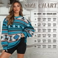 thumbnail image 3 of SCRAWLGOD American Tribal Cow Print Blue Women Crewneck Sweatshirts with Pockets Long Sleeve Drop Shoulder Pullovers Comfy Stylish Loose Fit Clothes for Daily Wear, L, 3 of 6