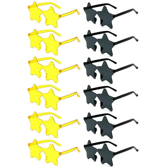 12 Pairs Rimless Star Shaped Sunglasses, Transparent Candy Color Star Glasses Bulk - Fun Sunglasses