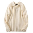 thumbnail image 1 of Suéter de medio botón para hombre de otoño e invierno, suéter de solapa de color sólido, top casual coreano para uso diario, top para hombre, 1 of 4