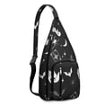 thumbnail image 1 of Gothic Celestial Sling Backpack - Dark Moon & Sun Design, Multi-Functional Pack for Cycling & Nighttime Commute, 1 of 4