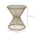 thumbnail image 2 of Boho Round Wicker Outdoor Coffee Table, 17.7" Diameter PE Rattan Side Table with Tempered Glass Top and Steel Frame, Light Brown Accent Table for Patio, Garden and Balcony, 2 of 7