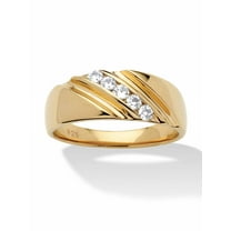 PalmBeach Jewelry Men's .50 TCW Round Cubic Zirconia Diagonal Wedding Ring in Gold or Platinum Plated Sterling Silver